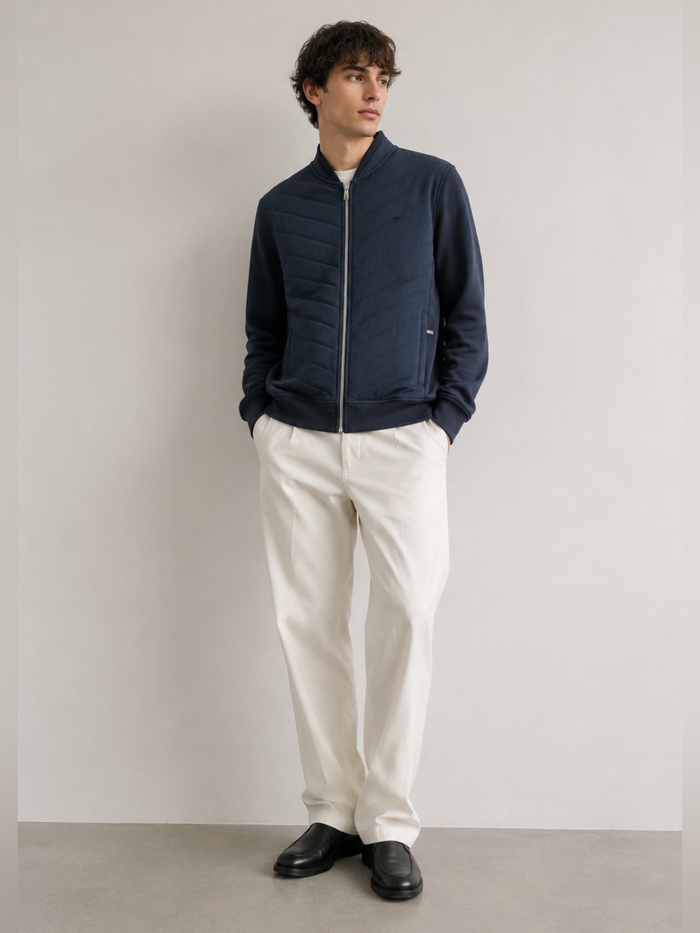 Fynch-Hatton Quilted Zip Jacket – Navy – L